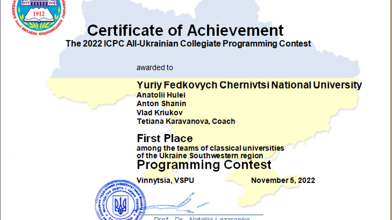 Переможці ІІ етапу ACM / ICPC олімпіади 2022